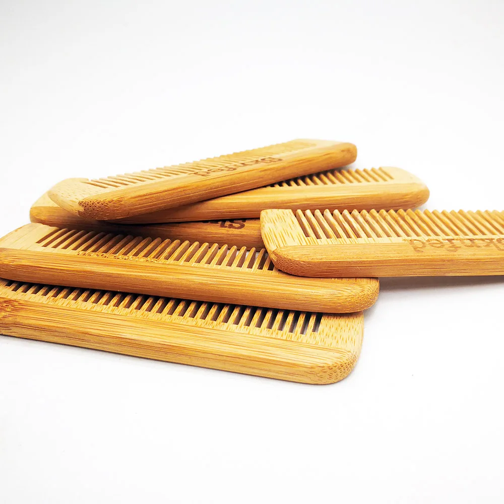 3 Pieces Mini Bamboo Comb with Custom LOGO  - Personalized Your Name Text Date - Portable Pocket Bamboo Beard Comb 3
