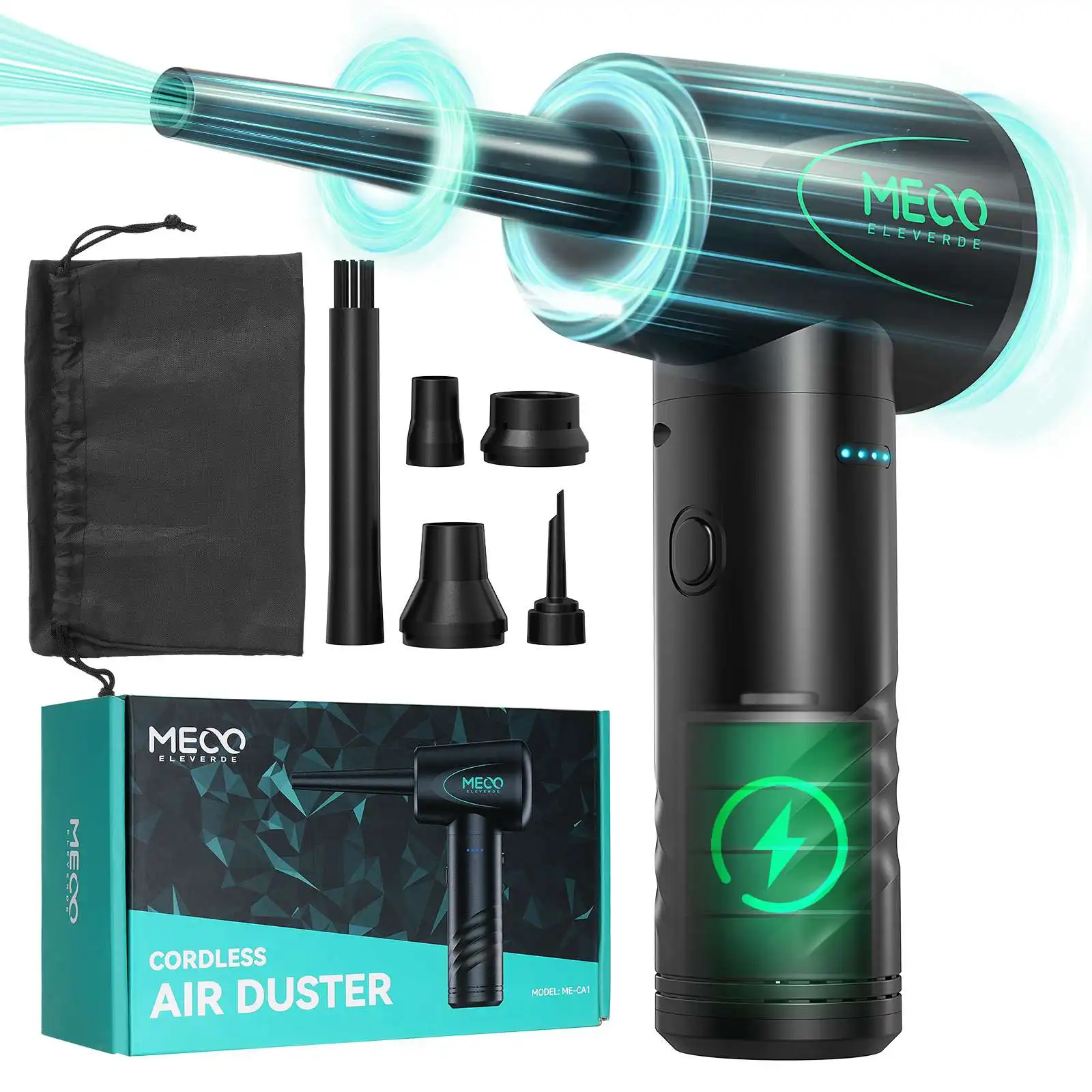 Air Duster sem Fio com Luz Led Air Blower Elétrico para Limpador de Teclado Comprimido Recarregável Velocidades 100000rpm