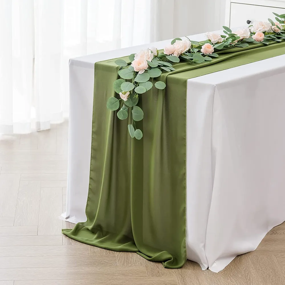 

Chiffon Table Runner 119'' x 28''/119'' x 12'' Wedding Shower Party Birthday Decor Table Decorations