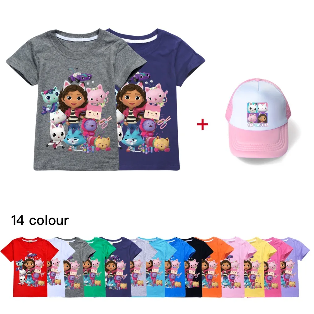 

Gabbys Doll House Girls BoysT-Shirts Summer Short Sleeve Kids Printing Cartoon Gabby Cats T Shirts Casual Tops Tees Costume