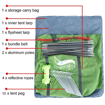 Desert Fox Camping Tents 1/2/3 Person Outdoor Lightweight Backpacking Tent Waterproof 3 Season Tent for Family Hiking Travelling 4