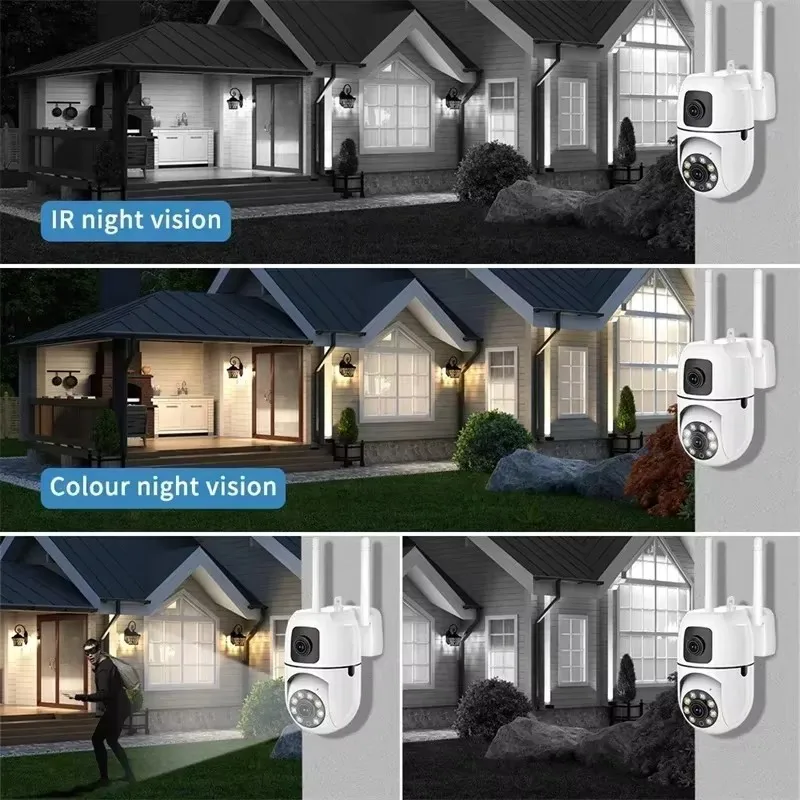 8MP WIFI Surveillance Camera Dual Lens Dual Screen IP Cameras Wireless Auto Tracking Color Night Vision 8X Digital Zoom CCTV Cam 4