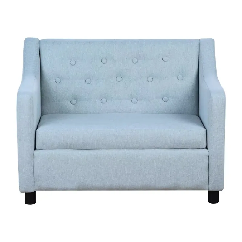 Modern style comfortable foam filled 2 seats sky blue children's sofa living room furniture