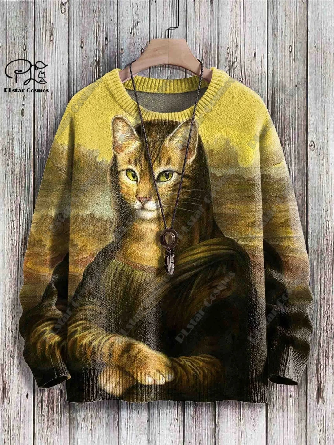 PLstar Cosmos new 3D printed animal series cat pattern ugly sweater street fun casual winter sweater M-6