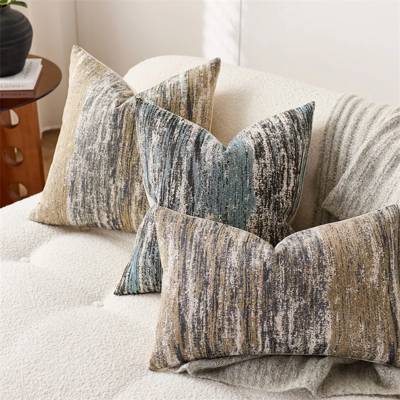Jacquard Cushion Covers Chenille Striped Pillow Case Couch Home Textured Bed Pillowcases Accent Pillows Couch Home Decorative