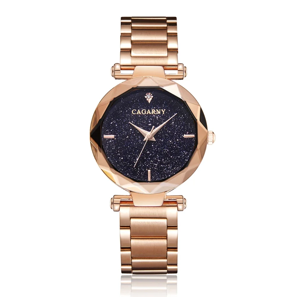 

Luxury Diamond Women Wrist Watch Ladies Rose Gold Steel Bracelet Watch Starry Sky Quartz Watch Female Clock Relogio Feminino