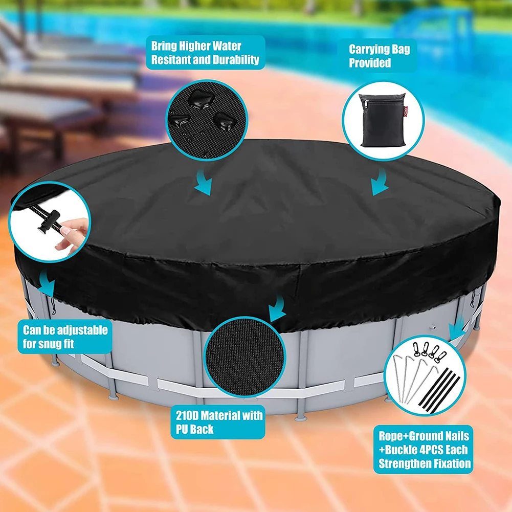 

Round Swimming Pool Cover Waterproof Dustproof Mat Pool For 120cm Swimming Pool Wear-resistant Outdoor Sport Appliance