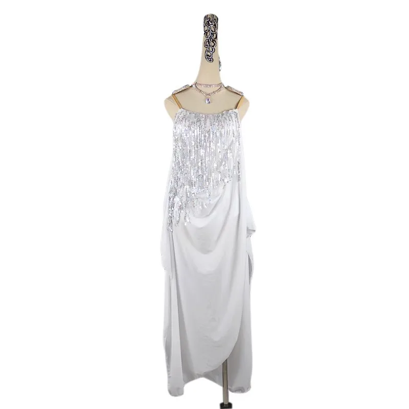 

2024 Professional White Latin Dance Competition Clothing Children Plus Size Custom Dress Sport Wear Prom Costume Ladies Cabaret