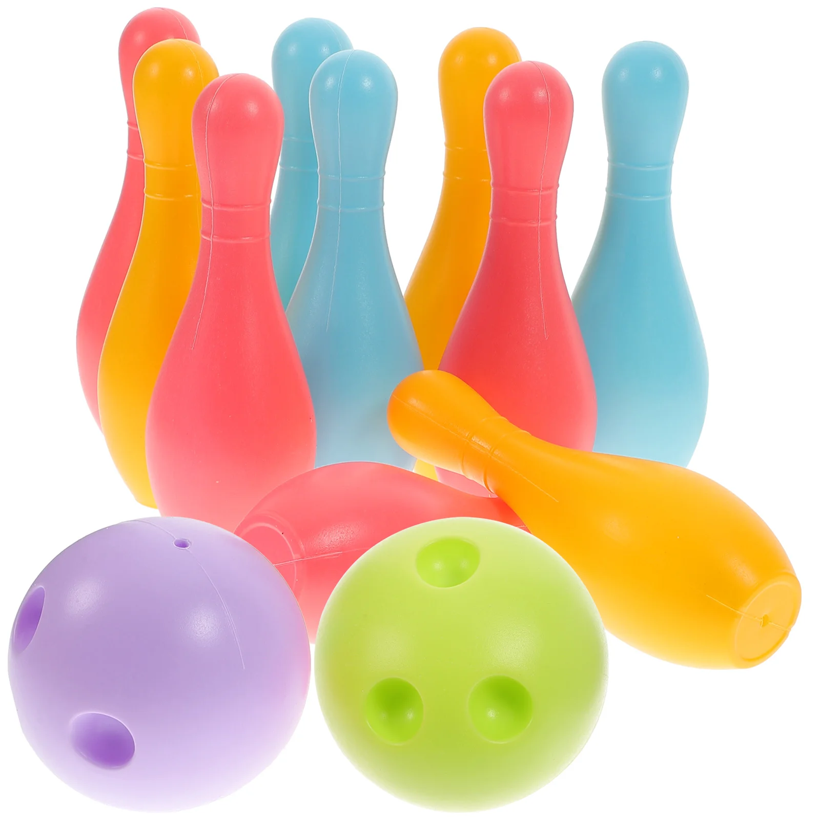Bowling Set Sports 18cm Kids Educational Toys Ball And Pins Bowling Toys Plastic Gutterball Funny Bowling (Random Color)