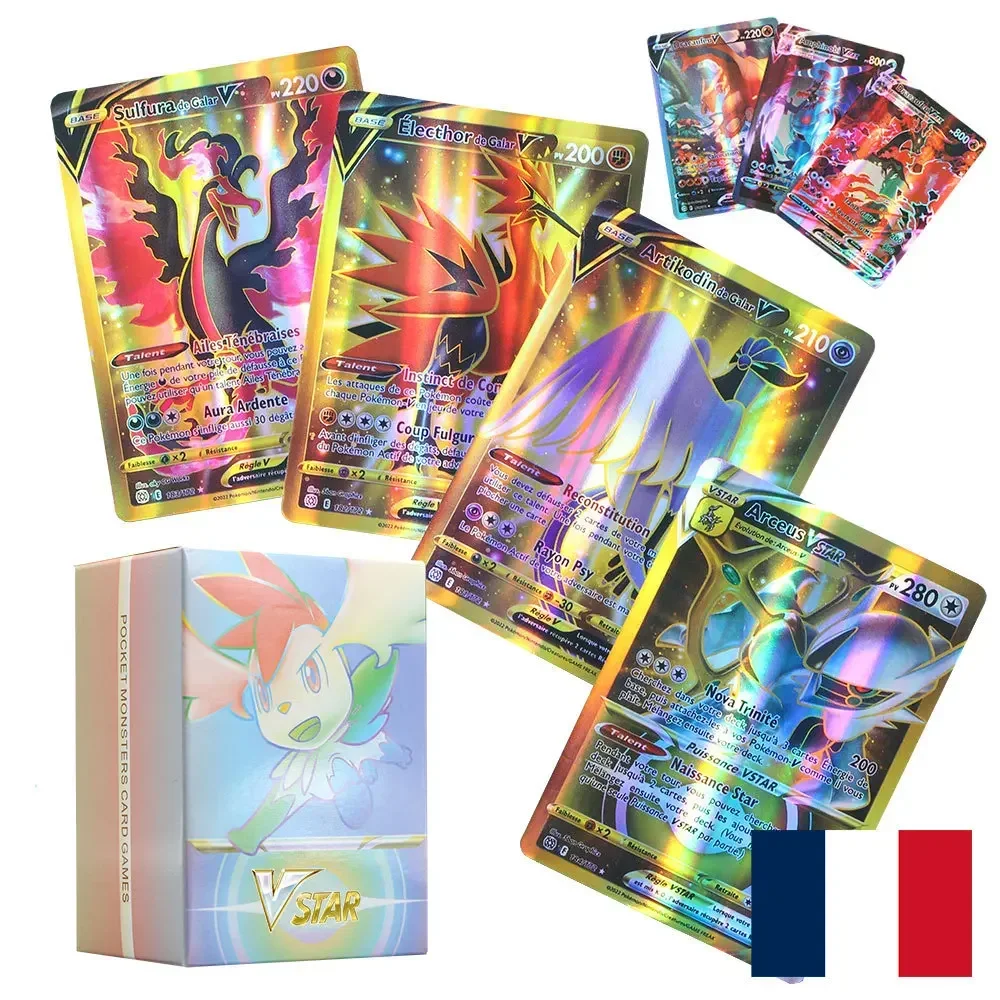 thumbnail image 1 of 2024 New English Cards Holographic EX Vstar Vmax GX V Letter Rainbow Arceus Shiny Charizard Mewtwo Evolution Flash Card, 1 of 5