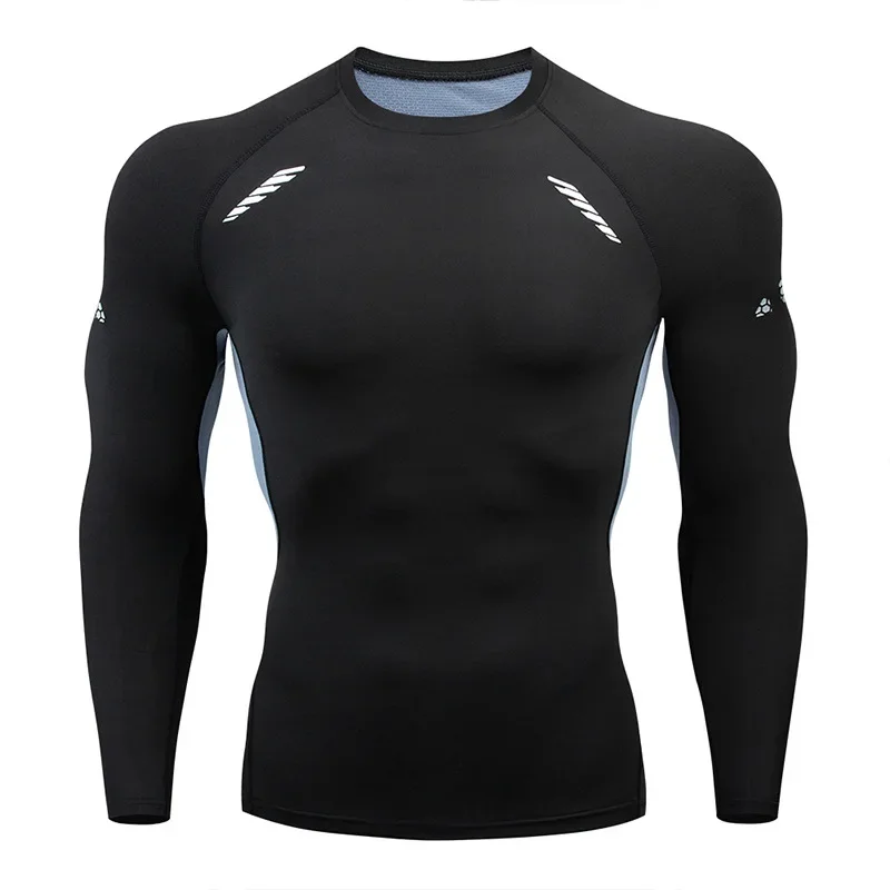 thumbnail image 5 of 2024pro Nueva camiseta de manga corta de entrenamiento de fútbol azul de compresión muscular ajustada para hombre para correr, 5 of 5