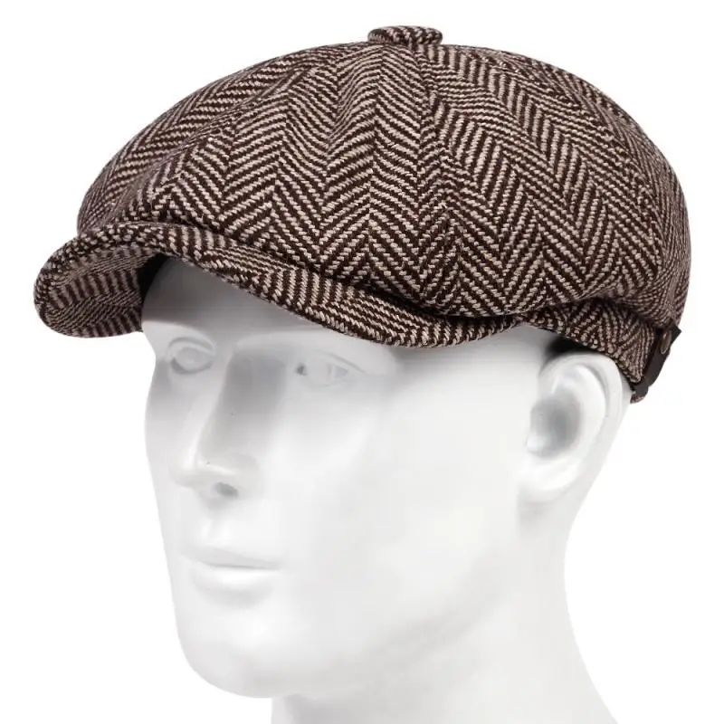 Casual Hat Fashion Men Women Berets Autumn Vintage Herringbone Octagon Caps Pumpkin Hat Gatsby Flat Berets