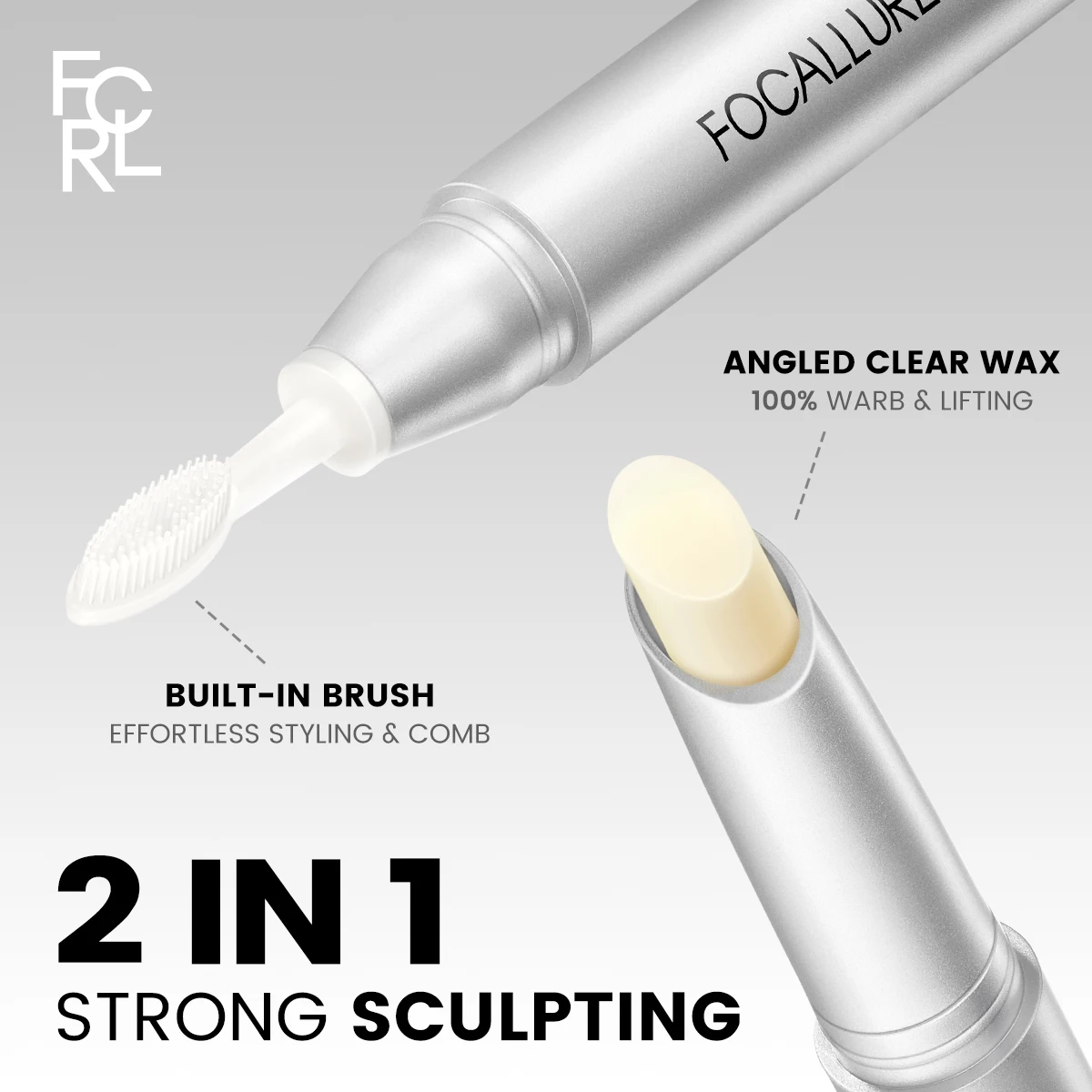 FOCALLURE 3D Eyebrow Gel Eye Brows Wax Pencil Waterproof Long-Lasting Double Head 2 In 1 Eyebrow Enhancer Gel Makeup Cosmetics