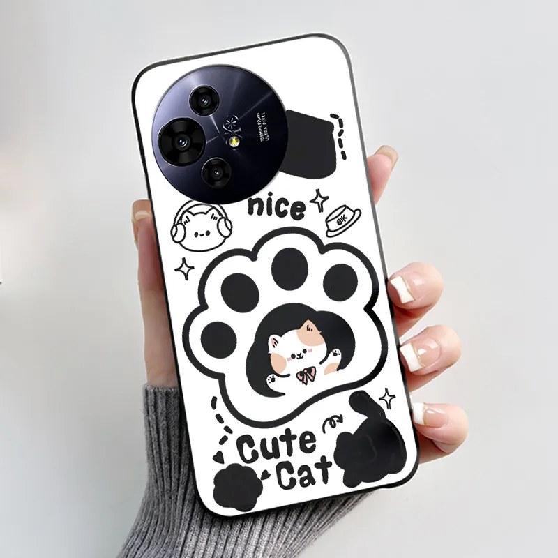 Aesthetic Cute Cat Astronaut Soft Silicone Black Protective Phone Case Cover