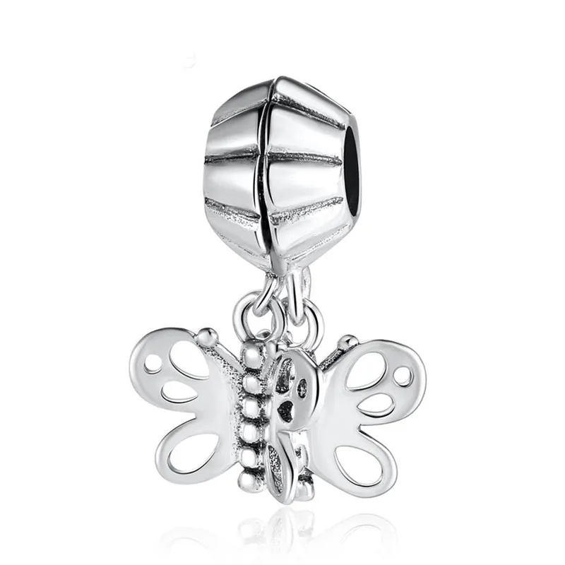 

Authentic S925 Sterling Silver Bead Cute Friends Forever Butterfly Dangle Charm Fit Women Bracelet Bangle DIY Jewelry