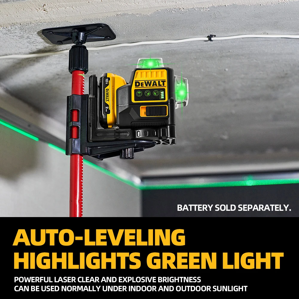 Dewalt DW089LG 3 Sides*360 Degree Vertical 12V Lithium Battery 12 Lines Laser Level Horizontal Green Light Level Meter Outdoor 3