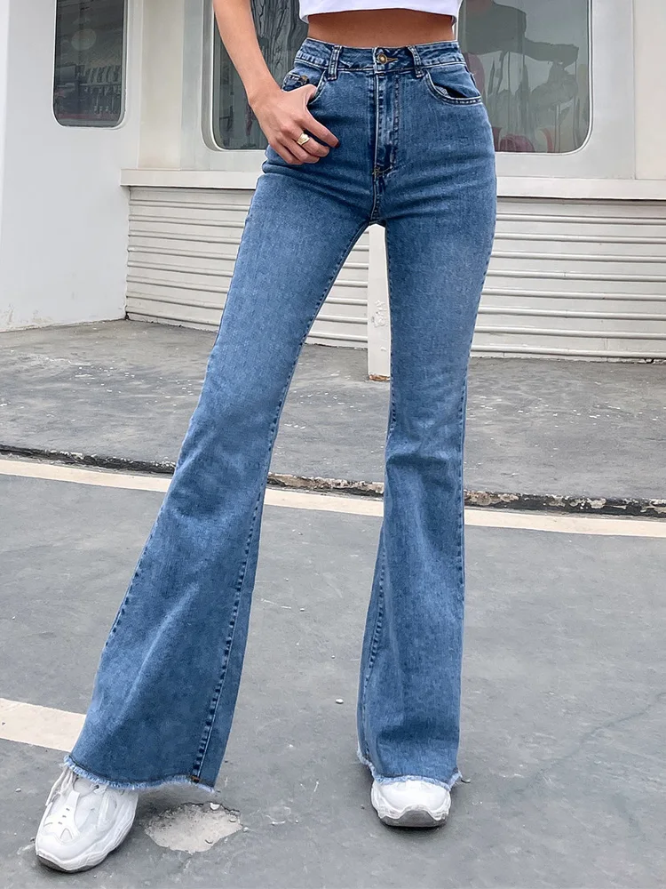 Twisted Seam Jeans|high Waist Flare Jeans For Women - Slim Fit Button Fly,  Coated Denim