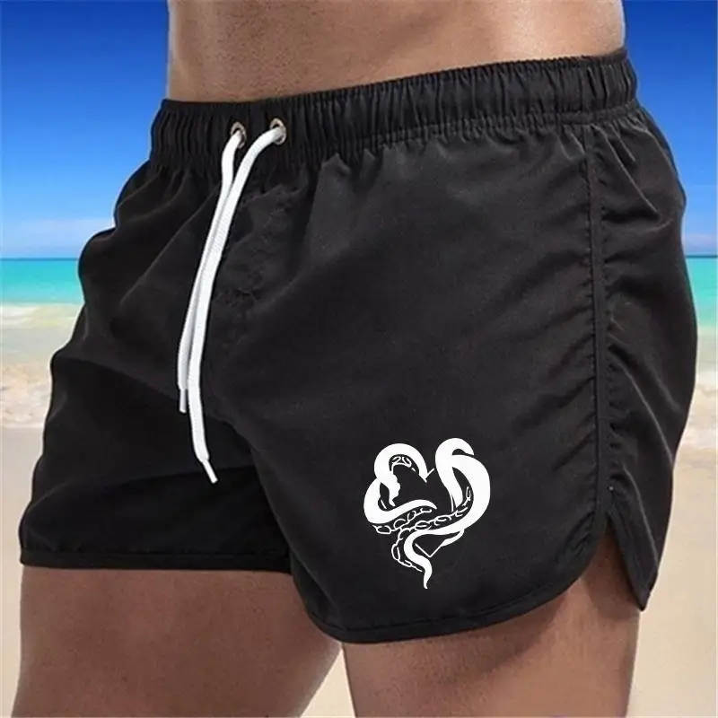 2024 new Summer Men's Beach Shorts Casual Vacation Wear Fashionable Printed Minimalist Design Clothing 2