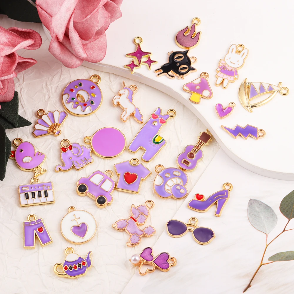 45Pcs Colorful Mixed Enamel Alpaca Kitten Animal Collection Charm Cute for DIY Handmade Necklace Earrings Found Accessories Gift