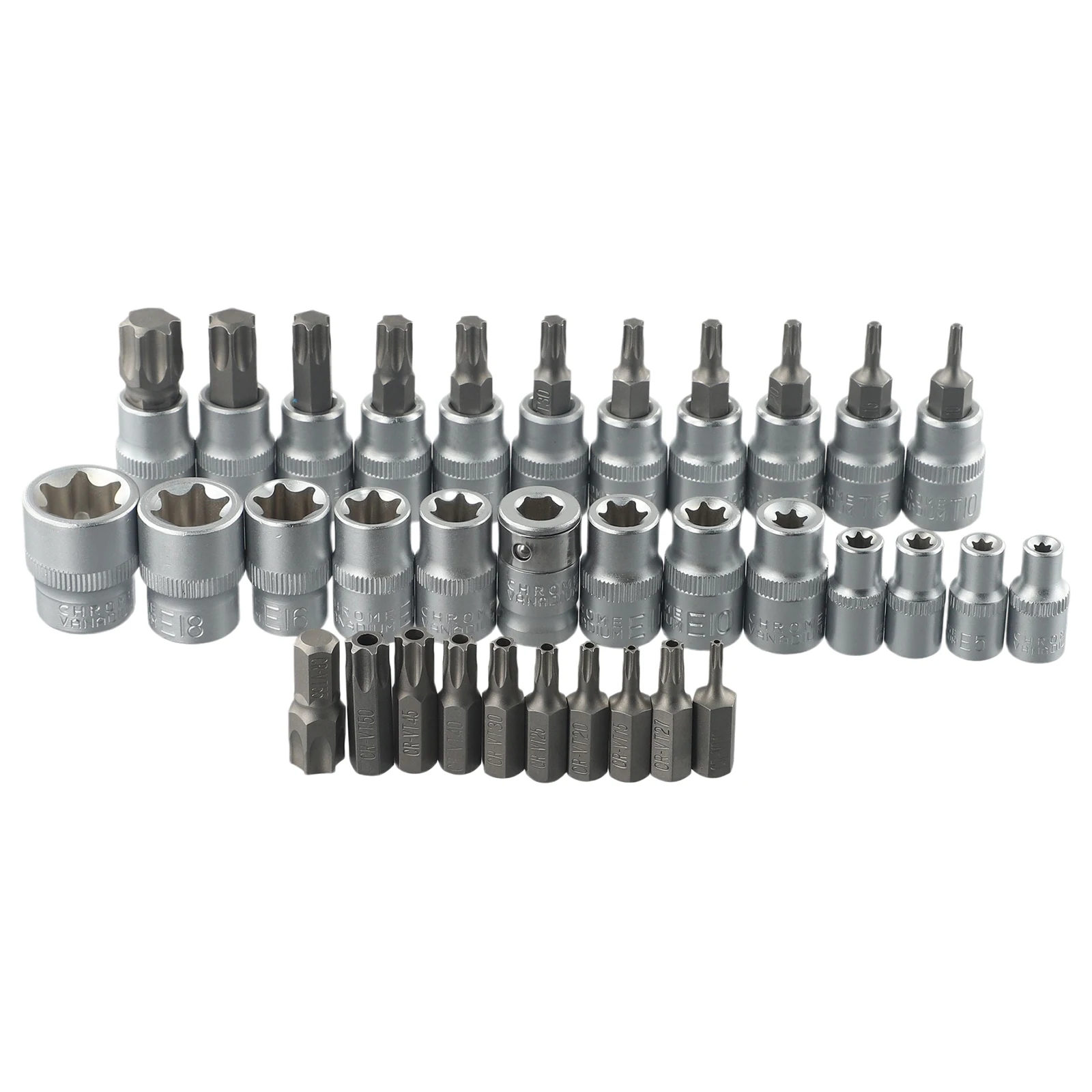 

34Pcs Torx Star Sockets & Bit Set Male/ Female E-Security Bits Drive Tool Torque Hand Repair Kit Tool 3/8 1/4 5/16