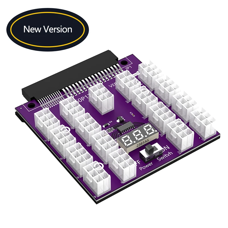 

Плата блока питания ATX 17x 6-контактный адаптер преобразователь 17 x PCIe порт 6-контактный разъем питания 12 В для майнинга Ethereum BTC