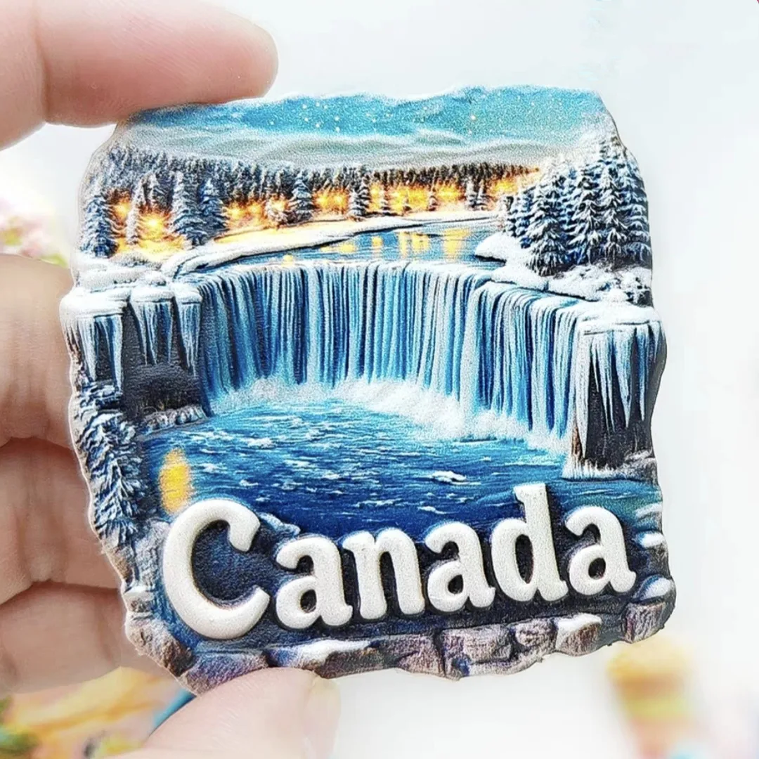 Magnete Frigorifero 3D Cascate Del Niagara - Souvenir Turistico In Resina Fatta A Mano, Regalo Viaggio, 7x7 Cm