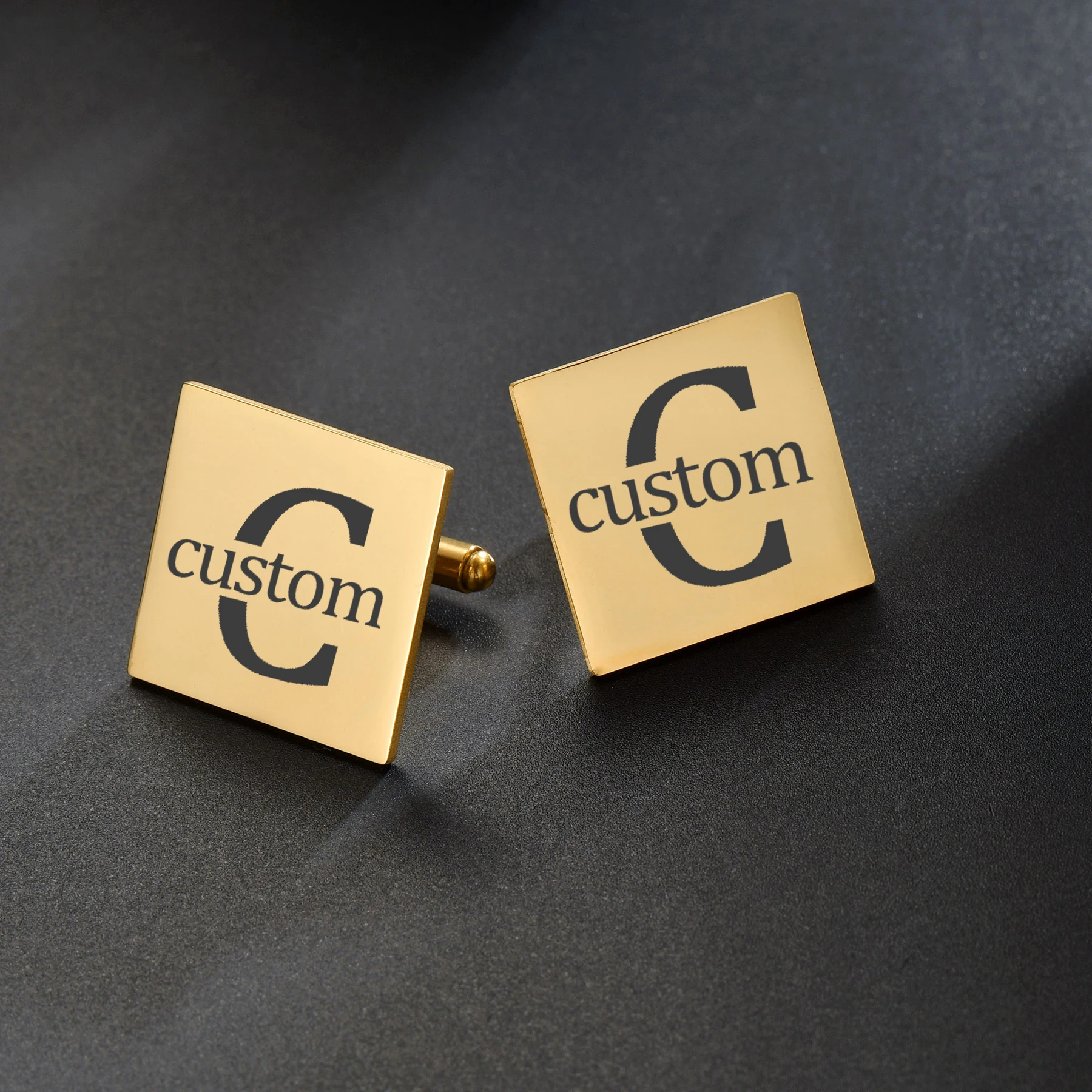 Atoztide Персонализирани копчета за ръкавели с потребителско име за мъжка риза Копчета за маншети с големи букви Инициали Бижута Сватбени подаръци Аксесоари