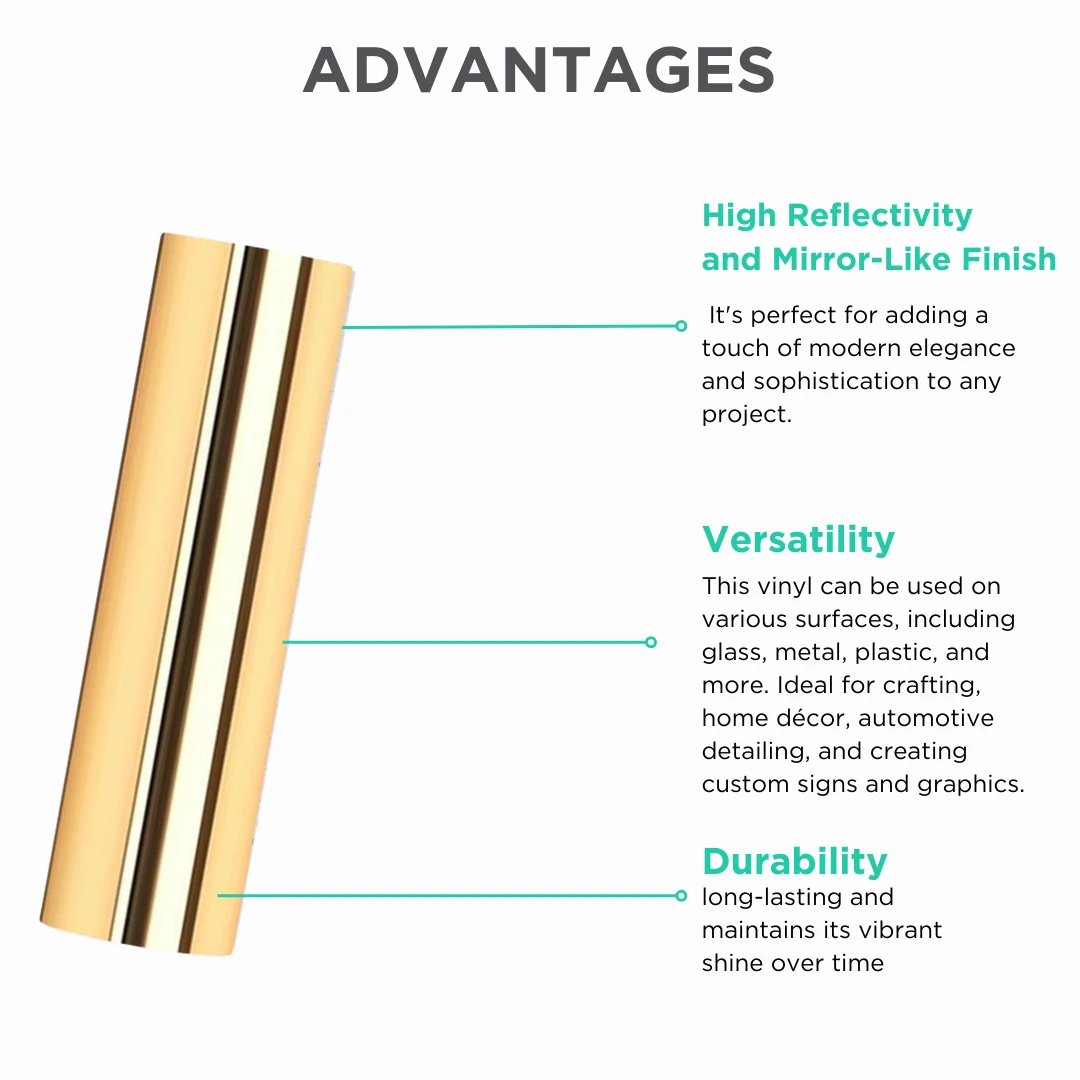 Adhesive Vinyl 12inx12in Metallic Permanent for Cricut Machine Mirror Metallic Sheets for Decoration