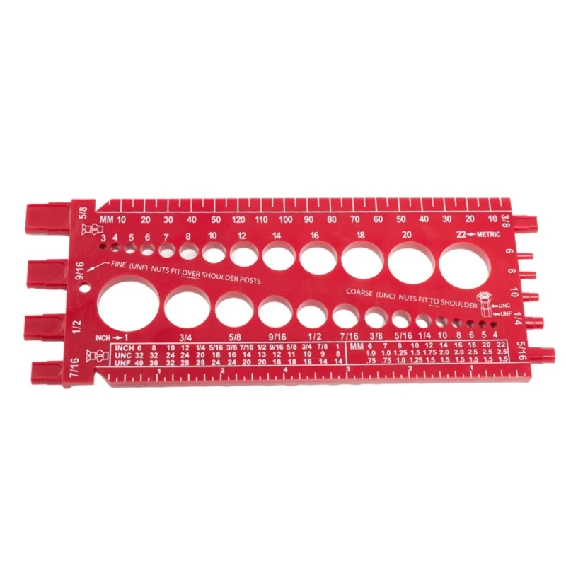 

and Nut Gauge Screws Square Size Measuring Ruler Checker Inch Metric Tester 94PD