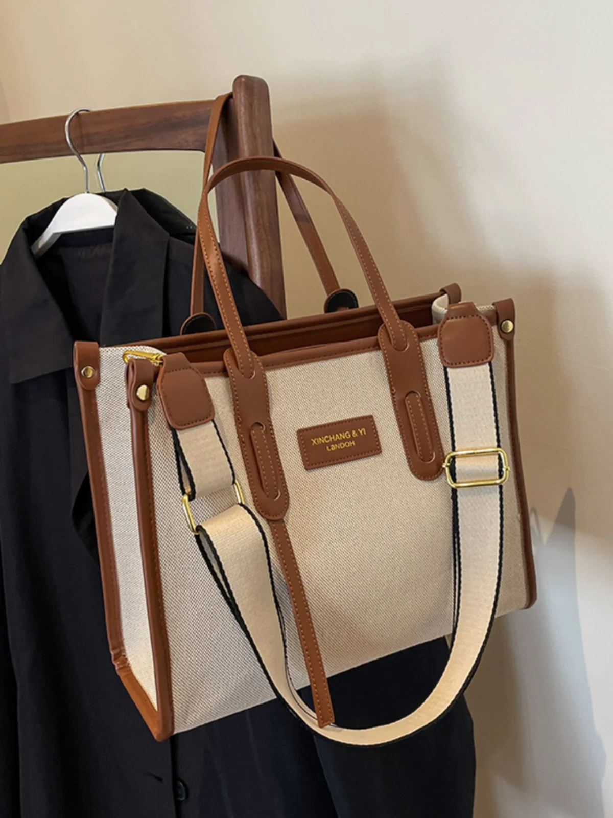 حقيبة يد نسائية كبيرة السعة من القماش، حقيبة عصرية...