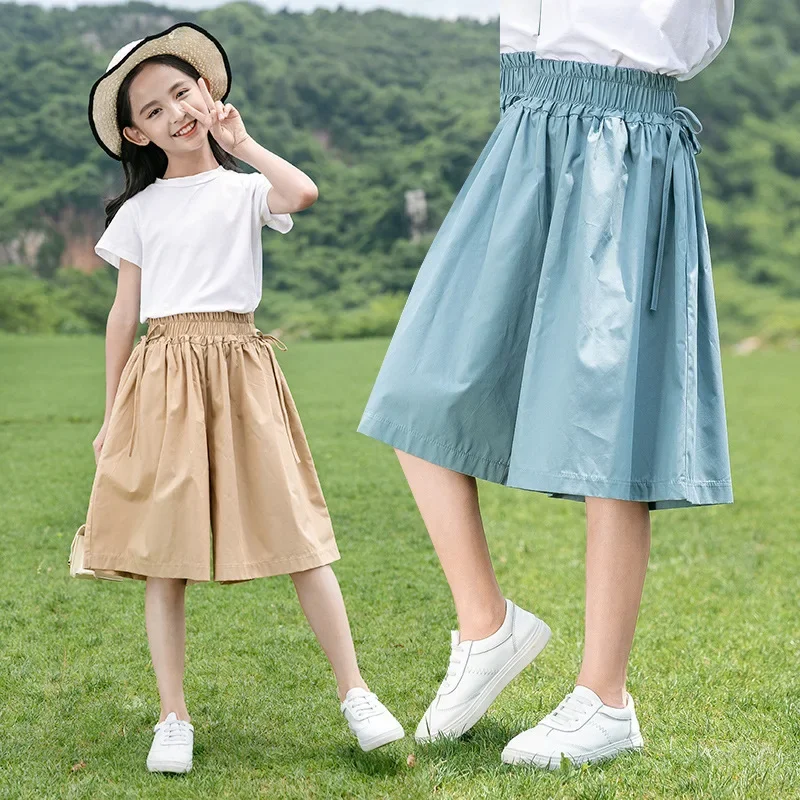 

Girls Culottes Summer 2023 Fashion New Trousers Big Boys Girls Loose Children'S Casual High-Waisted Wide-Legged Trousers 4-13Y