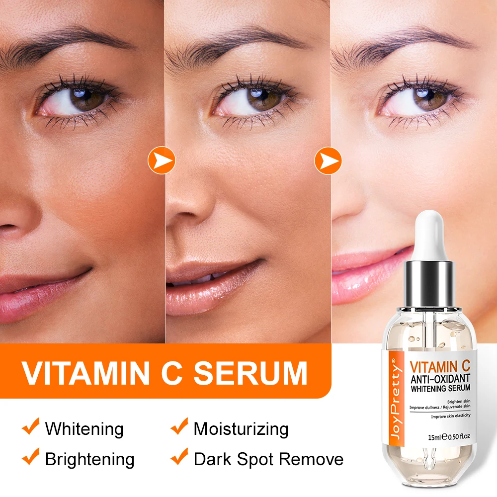 JoyPretty Vitamin C Face Serum Dark Spots Remover Whitening Brightening Hyaluronic Acid Facial Essence Skin Care Products Beauty