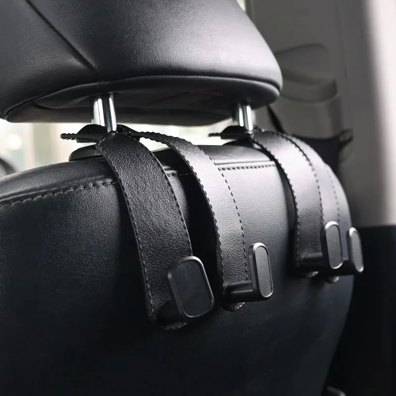 Car Seat Back Leather Hook Stylish Design Anti-Scratch Auto Headrest Storage Hanger Car Interior Hook for Handbag Purse Coat