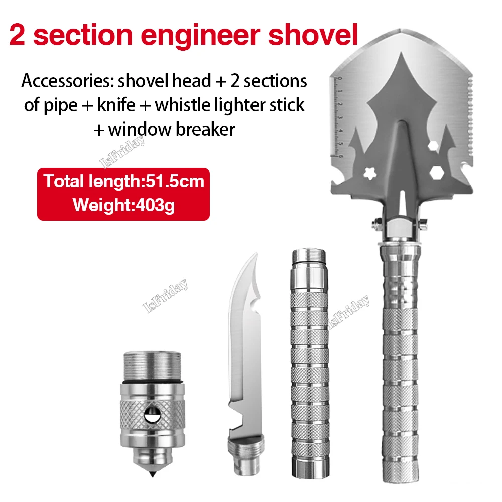 Description Picture 4 of itemMultifunctional Outdoor Shovel 4-Section Pipe Fishing Folding Shovel Outdoor Camping Shovel Camping Shovel Garden Dig Tools Kit