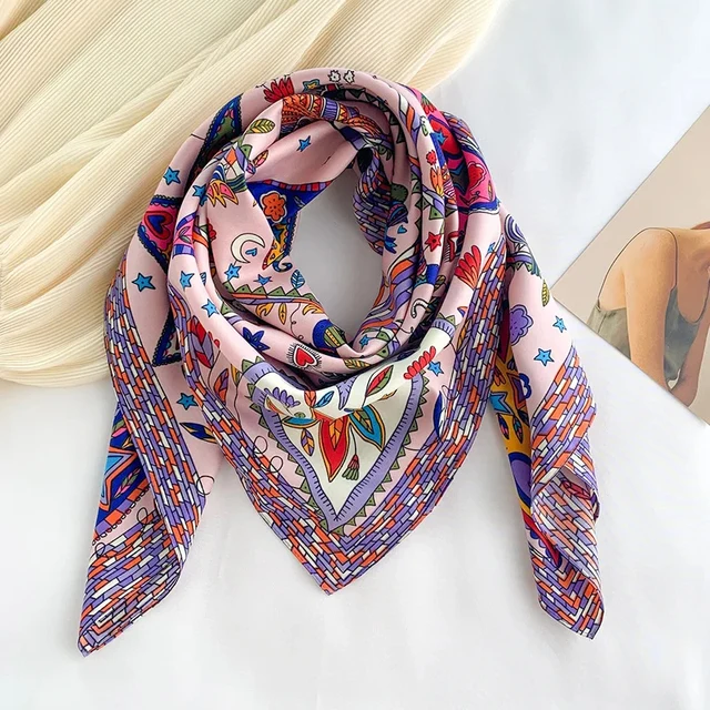 Foulard Donna Capelli Elegante Sciarpa Di Seta Floreale Donne