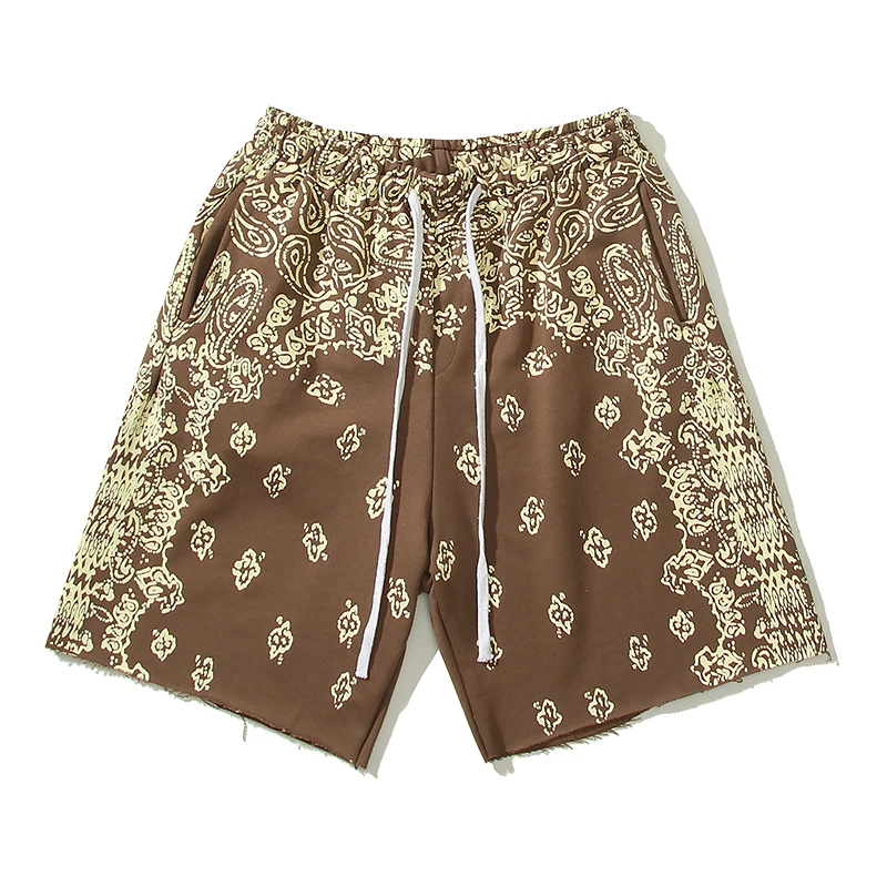 

Cashew Flower Letter Logo Sanskrit Pattern Drawstring Casual Shorts for Men and Women Streetwear Baggy Summer Five Point Pants