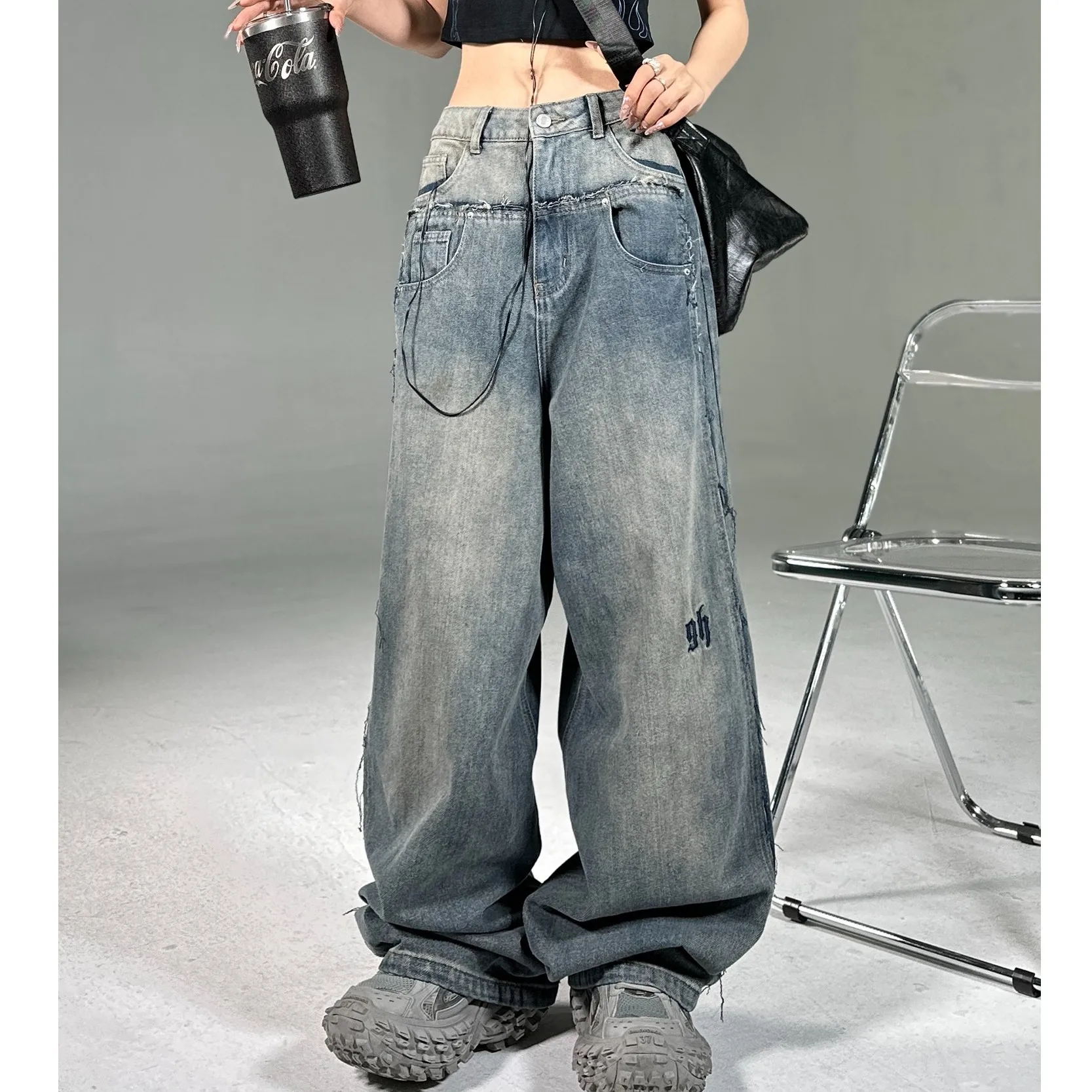 

Vintage Y2K Baggy Jeans Women Grunge Korean Style 90s Streetwear Oversize Denim Cargo Pants Hippie Harajuku Trousers Straight p
