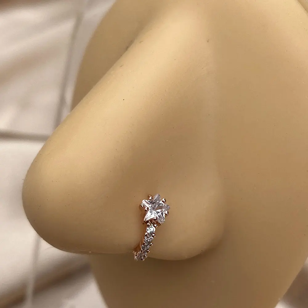 18G 1 Stück Piercing Nasenring Ohr Nasenreifen Herz Stern Cz Helix Knorpel Tragus Ohrringe Nasenloch Körperschmuck – Detail 2