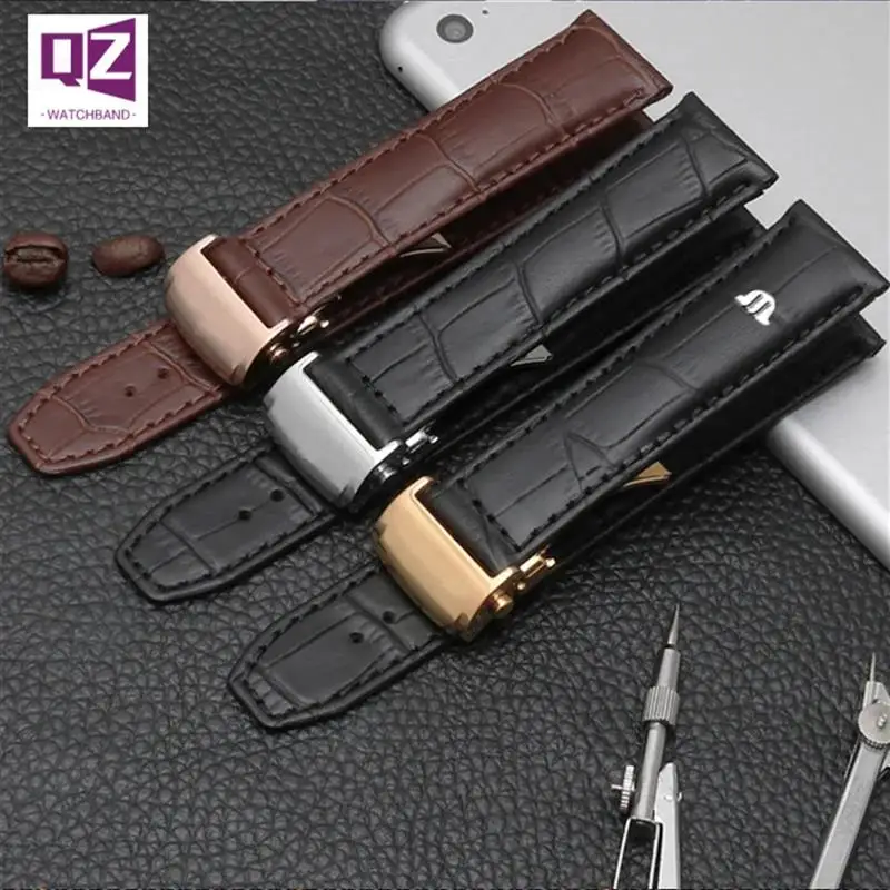 SCHIK Genuine Leather Watchband For Watch Strap 20mm 22mm Folding Buckle Leisure Business Cow Leather Bracelet
