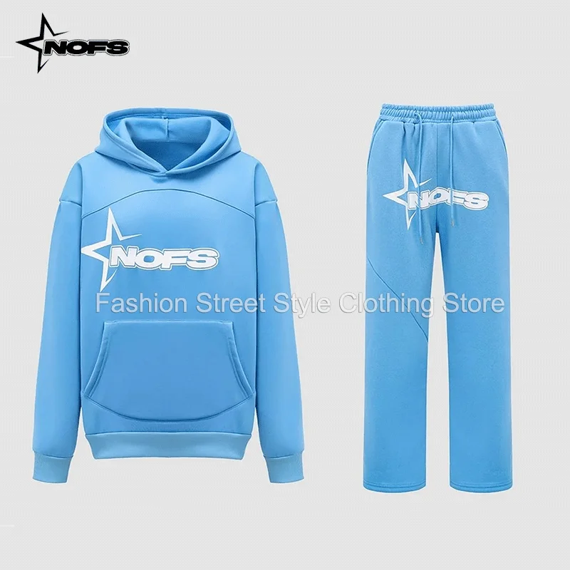 

NOFS y2k Fashion Tracksuit Set Casual Sports Hoodies Long Pants For High Street Men Women Sweatshirt Pullover Tops Trousers