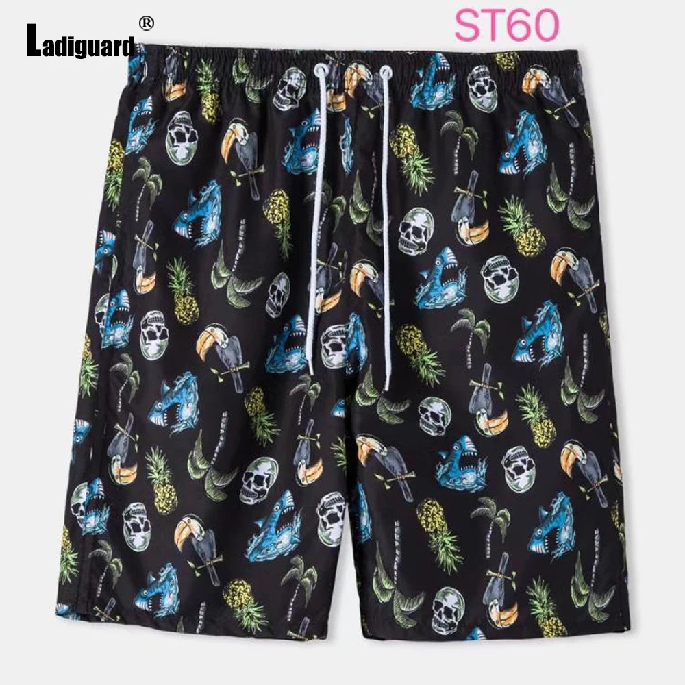 Ladiguard Plus size 3xl Mens Fashion Leisure 3D Print Shorts 2022 Summer New Sexy Drawstring Shorts Male Casual Beach Half Pants best casual shorts