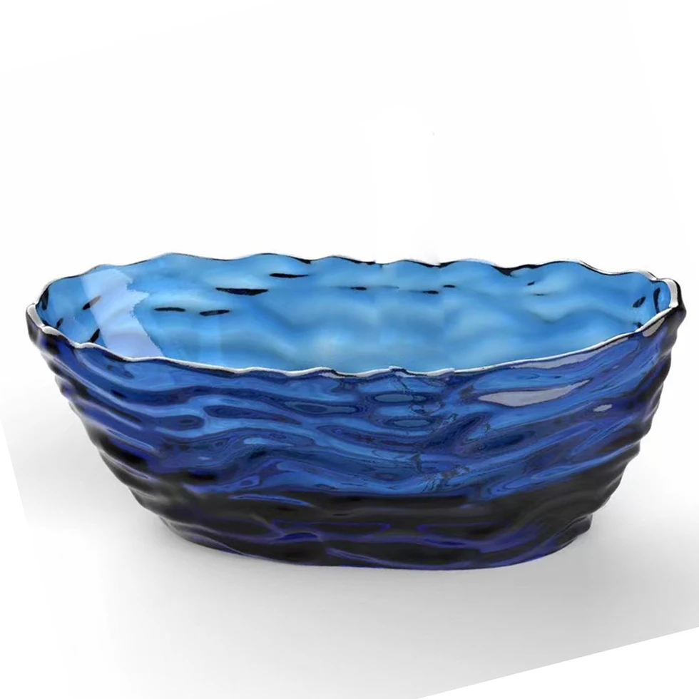 1750x785x640mm Oval Resin Ripple Bathtub Freestanding Floor Mounted Navy Blue Tansparent Tub BV001-3 5