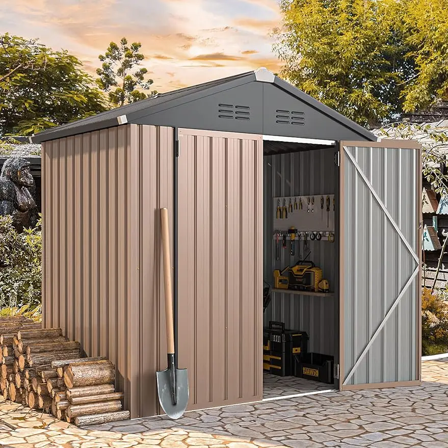 

Storage Shed, Metal Sheds & Outdoor Storage Clearance, Utility and Tool Garden Shed with Lockable Doors for Backyard, Patio