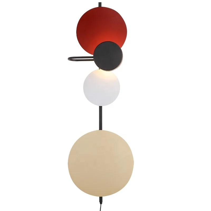 

Creative colorful metal wall light fixtures modern simple hotel sconce mounted bed room wall lamp