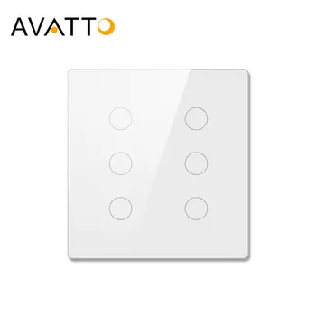 AVATTO 투야 스마트 라이프 유리 패널, 브라질 표준 터치 스위치, 4x4 와이파이 4/6 갱 벽 스위치, 알렉사 구글 홈과 작동