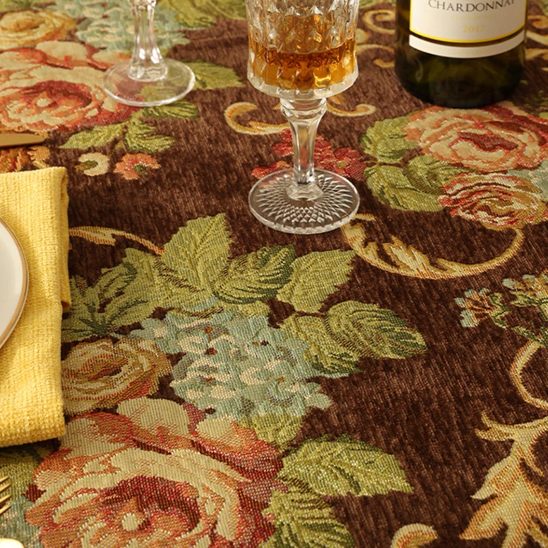 Tassel Tablecloth Round Chenille Dining Tables Cloth Home Decoration Jacquard Embroidery Flower European Coffee Table Cover - Image 4