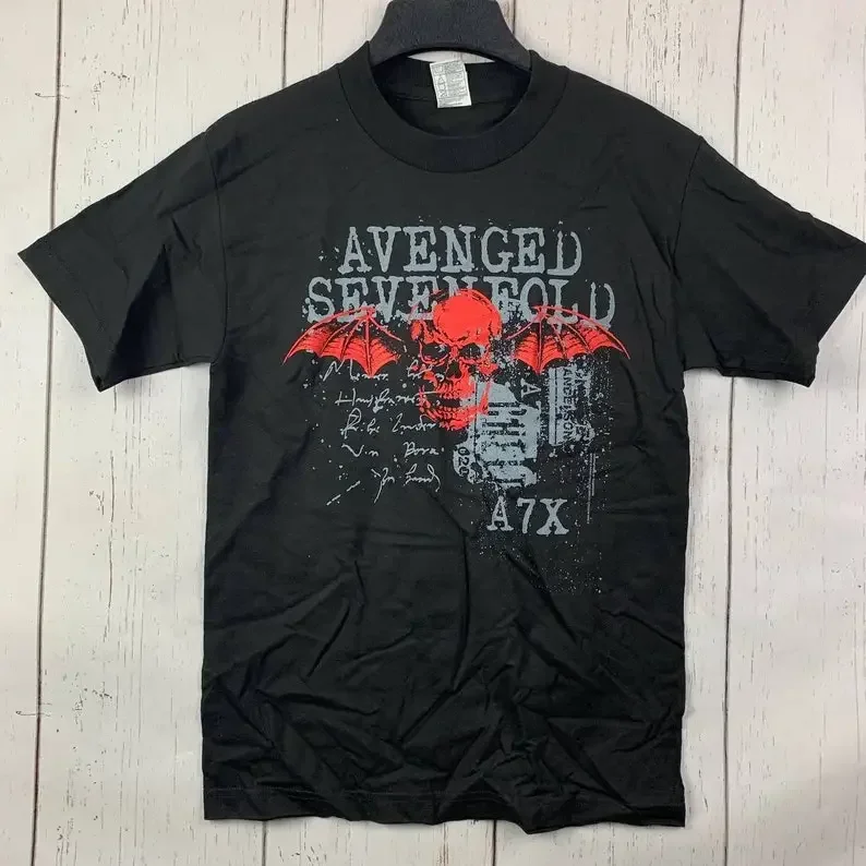 

Винтажная Повседневная Черная Мужская футболка Avenged Sevenfold в маленьком стиле