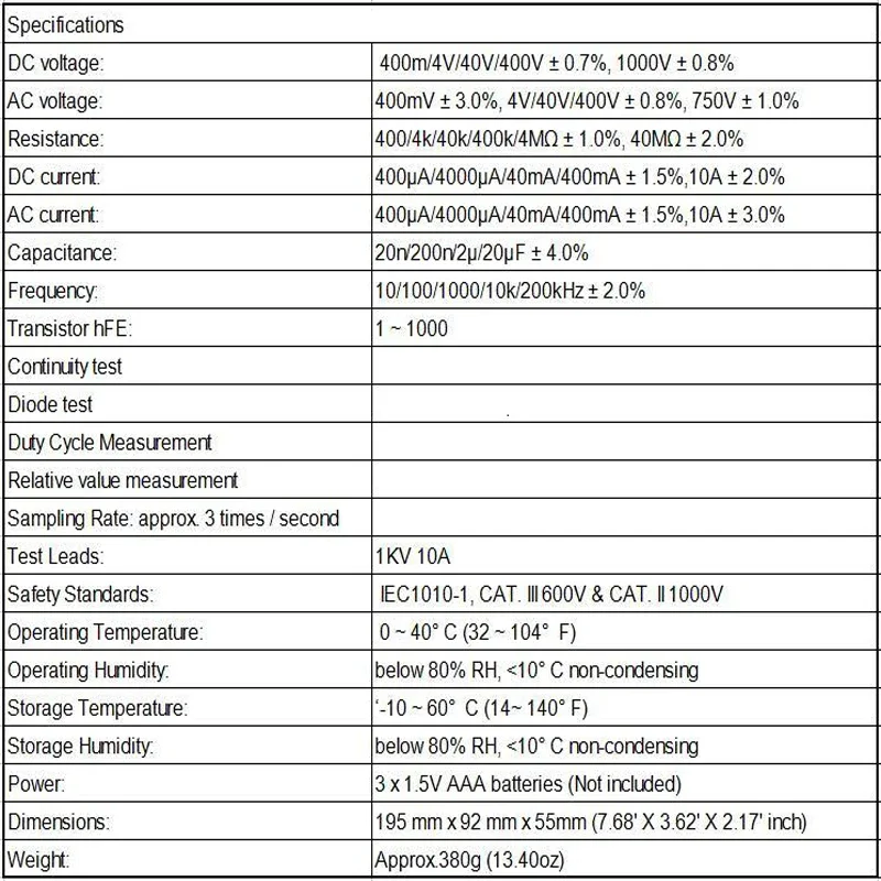 MASTECH MS8268 Auto Range Digital Multimeter AC/DC Voltage Tester ohm Frequency Capacitance Meter diode test