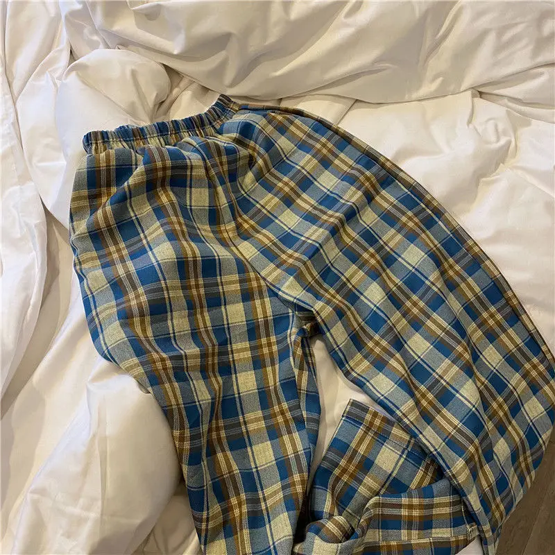 Male Hip Hop Trousers Plaid Pattern Plaid Pants Male Pants