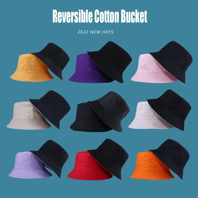 Reversible Cotton Bucket Hat Two Side Wear Unisex Simple Bob Cap Hip Hop  Gorros Men Women
